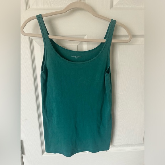 Eileen Fisher SAMPLE Teal Tank Top. - Picture 1 of 6